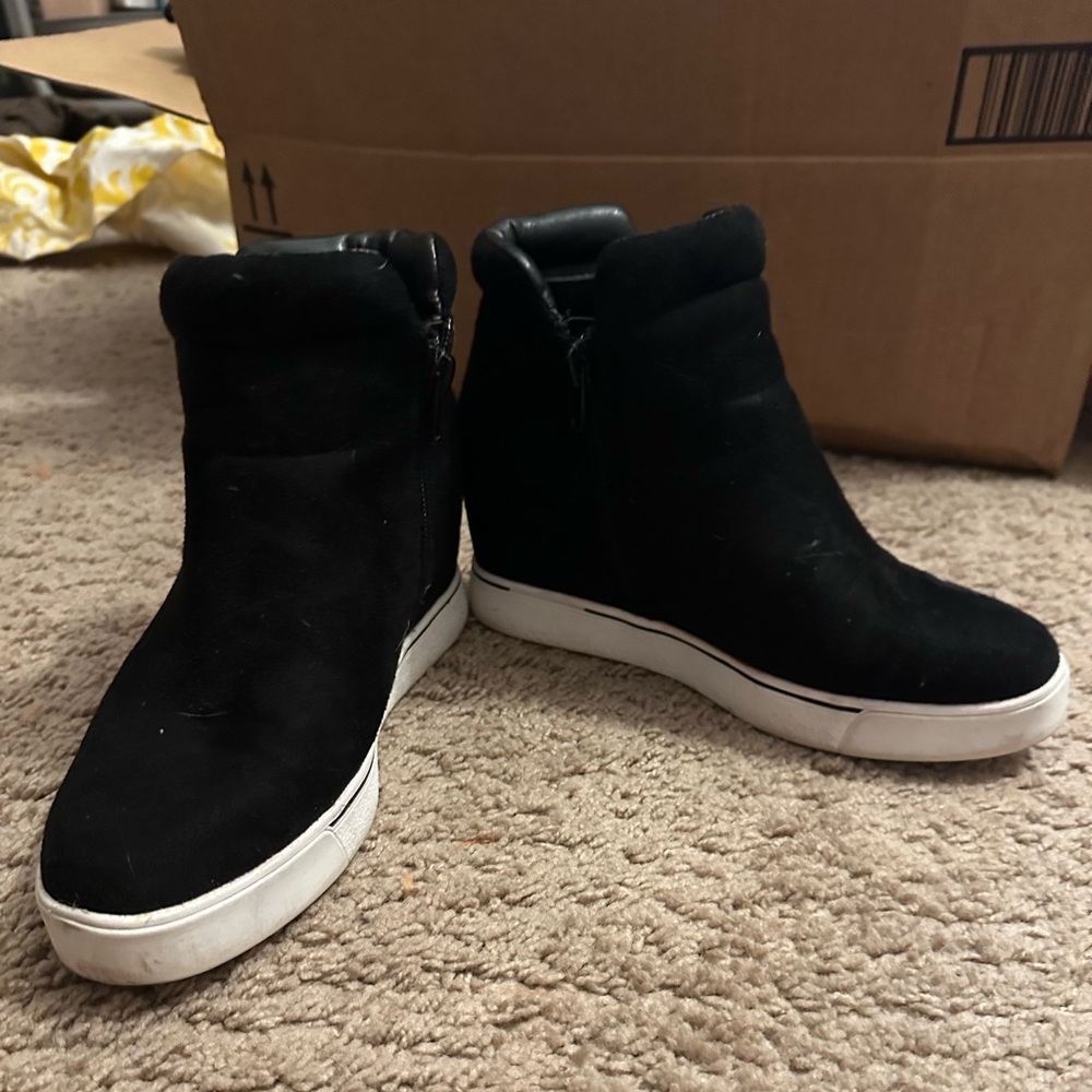 Maurices Black Ankle Boots with White Soles